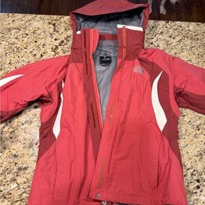 The North Face Women's Red and White Ski Jacket